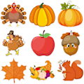 Miniatyrbilde 1 av 5: Dobbeltsidige kalkun gresskar høstblader eikenøtt utskjæringer - Høst Thanksgiving klasserom dekorasjoner