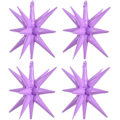 Miniatyrbillede 1 af 5: 4 stk. 22 tommer 4D lilla Starburst Cone Mylar balloner 14 Point Star