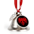 Miniatyrbild 1 av 7: Albansk örn silverklocka prydnad julgransklockor med rött snöre metall julgranshängande dekorationer för semesterfest kärleksklocka kärleksklocka