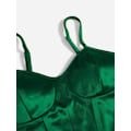 Miniatyrbilde 3 av 5: Kvinners asymmetrisk hem spaghetti stropp buet sateng crop cami topp