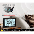 Miniatyrbild 4 av 7: Digital klocka med 6 : Atomklocka med inomhustemperatur Självtidskorrigerande klocka med dag och datum för äldre Justerbar ljusstyrka Vägg