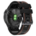 Miniatyrbillede 4 af 4: Til Garmin Fenix 7x Tricolor Stitching Silikone Læder Rem SIV Black