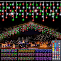 Miniatyrbild 1 av 7: Färgförändrande istappsljus med 44-tangenters fjärrkontroll, jul-LED-istappsljus utomhus, 210 LED 20FT RGB vattentäta hängande ljusslingor för tak