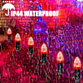 Miniatyrbilde 4 av 7: C9 Halloween Pathway Lights Outdoor, 38Ft Halloween Blood Teardrop Pathway String Lights med 25 C9 Flicker Flame Lights, Halloween Dekorasjon