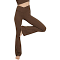 Miniatyrbillede 1 af 3: Kvinders afslappede Bootleg Yoga Bukser V Crossover Højtaljede Flare Træningsbukser