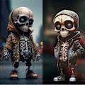 Miniatyrbillede 5 af 6: Seje skeletfigurer statue cool     hjemmeindretning sød kranie mini figur samleobjekter DIY håndværk til skrivebordsdekorationer (stil 4 stk) stil 4 stk