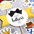 Miniatyrbillede 5 af 5: Happy Father's Day kagepynt (6 stk.) - Dekoration til fars fødselsdag