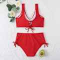 Miniatyrbillede 4 af 5: ASKSA Dame Bikini Sæt Kryds Ryg Badetøj Badetøj Snørebånd Side Strandtøj Badedragt, Rød, L Red L