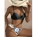 Miniatyrbild 2 av 3: Push-up bikini med sjalblus & byxor med hög midja