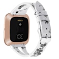 Miniatyrbild 2 av 5: För Fitbit Versa 2 Läder Mellanöppning Klockarmband IDZ White Ash Flower