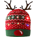 Miniatyrbilde 1 av 5: LED-julelue med gevir - Strikket lue med dusk