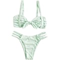 Miniatyrbilde 1 av 4: Kvinners bred stropp knyte knute flettet floral bikini sett todelt badedrakt