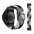Miniatyrbillede 1 af 5: Til Garmin Fenix 7 Justerbar Nylon Flettet Elasticitet Urrem SOX Black White