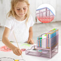 Miniatyrbillede 5 af 6: Effektiv opbevaring Pink rt Supply Desk Orgnizer, Surdy Mesh ncil-n Orgnizer Opbevaring til skrivebord, Lrge Mrker Holder Orgnizer Wi Drwer nd Pink