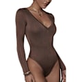 Miniatyrbilde 1 av 5: Kvinners langarmede bodyer. V-hals topper jumpsuit. Slim fit casual basic