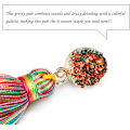 Miniatyrbild 4 av 5: Färgglada flerskiktade tofspendientes bohemiska flerskiktade tofspendientes druzy stud dangle drop
