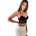 Miniatyrbilde 5 av 5: Kvinners gjennomsiktig blonder crop top stretch spaghetti stropp crop