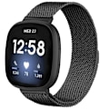 Miniatyrbillede 1 af 5: Til Fitbit Versa 4 / Versa 3 20mm Milanese Magnetisk Metal Split Spænde Urrem EUW Black