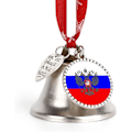 Miniatyrbild 1 av 7: Rysk örn emblem flagga silverklocka prydnad julgransklockor med rött snöre metall julgranshängande dekorationer för semesterfest kärleksklocka