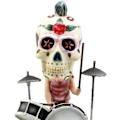 Miniatyrbillede 5 af 8: Ebros Gave Día de Muertos Tatovering Skelet Rock Trommeslager Bobblehead Figur 6,5\" L     Statue Dekor