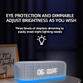 Miniatyrbillede 5 af 9: Bluetooth-højttaler med trådløs opladning, dobbelt vækkeur, 3 niveauer lysstyrke, sengelampe, digitalt ur 12/24 timer, 6 i 1 trådløs opladningsstation