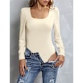 Miniatyrbilde 2 av 4: Kvinners Puff Lang Arm Kvadrat Hals Body Tank Top Elastisk Slim Fit Jumpsuits