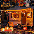 Miniatyrbilde 3 av 8: 500 LED Halloween-lys utendørs, 163FT 8 moduser oransje julelys innendørs klar ledning, utendørs vanntett oransje høstlys plugg inn for rom