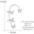 Miniatyrbilde 5 av 5: 2PCS Butterfly Ørepynt Øreklips Klatrer Wrap Rundt Ørepynt for Kvinner Jente