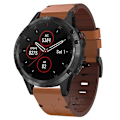 Miniatyrbillede 1 af 5: Til Garmin Fenix 5 Plus 22mm Læder Stålspænde Urrem DPZ Brown