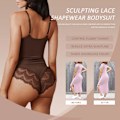Miniatyrbillede 4 af 5: Blonde Bodystocking til kvinder med mavekontrol, shapewear, V-hals, rygløs bodystocking til mave