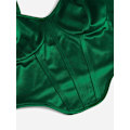 Miniatyrbilde 4 av 5: Kvinners asymmetrisk hem spaghetti stropp buet sateng crop cami topp