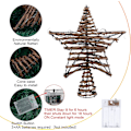 Miniatyrbild 3 av 5: Julgransstjärna i rotting (10 tum) med lampor
