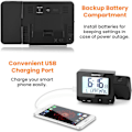 Miniatyrbillede 6 af 9: Projektionsvækkeur til soveværelser, digitalt ur med indendørs termometer hygrometer, USB-oplader, sengetidsvækkeur projektor, rejse, AC &