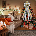 Miniatyrbillede 5 af 5: Juletræspynt Bue, 44\" x 13\" Stor Sort Hvid Buffalo Plaid Bue