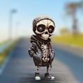 Miniatyrbillede 7 af 7: Seje skeletfigurer, unikke skelet harpikshåndværk ornament livagtig kranie statue, sød statue skelet ornamenter mindesmærke, unik 4stk