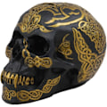 Miniatyrbillede 6 af 9: Ebros Keltisk Tribal Knotwork Tattoo Sort Spøgelse Vampyr Kranie Statue 7\" Lang Som Macabre Ossuary Dekoration Dracula Skelet Kranium til     Black & Day
