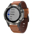 Miniatyrbillede 1 af 5: Til Garmin Quatix 5 Sapphire 22 mm læder stålspænde urbånd UXY Brown