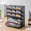 Miniatyrbillede 7 af 8: Metl n Orgnizer, ncil Holder for Desk, Desk Orgnizer wi Drwer for hool, Home, rt Supplies (Blck) Blck Black