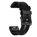 Miniatyrbild 3 av 5: För Garmin Fenix 7 Snabbkoppling Silikon Läder Klockarmband HTK Black