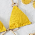 Miniatyrbillede 3 af 4: Kvinde Trekantet String Bikini Ribbet O Ring Binde Side Todelt Badetøj