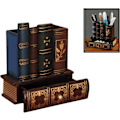 Miniatyrbillede 1 af 6: Træ n Holder Librry Bog Shd, Træ ncil Holders Stnd wi Bund Storge Skuffe Dekortiv Skrivebord Orgnizer Cddy brun brun