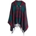 Miniatyrbillede 1 af 5: Ternet poncho sweater med åben front, kappefrakke og tæppe sjal til kvinder