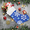 Miniatyrbillede 6 af 7: Jule-Strømpe, Personlige Jule-Strømper 2-pak Blaue Snefnug Jul 45,7 cm Jule-Strømper Hængende Ornament Pejs til B