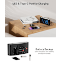 Miniatyrbild 5 av 7: Digital väckarklocka för sovrum - Stor 7,5'' LED-display med dimmer, snooze, 7-färgad nattlampa, enkel att ställa in, USB-laddare, baery backup,