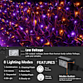 Miniatyrbilde 3 av 8: 5ft x 5ft Halloween Net Lights Utendørs Nettlys, 8 Moduser Timer Koblingsbar Vanntette Oransje Lilla Busklys Nettinglys for Oransje