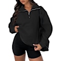 Miniatyrbillede 2 af 5: Oversized Half Zip Sweatshirt til kvinder - Casual Pullover-L