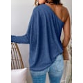 Miniatyrbilde 2 av 4: Kvinners Sexy One Shoulder Topper Lang Ermet Casual Løs Bluse Skjorte