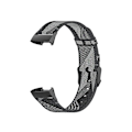 Miniatyrbillede 4 af 4: For Fitbit Charge 4 / Charge 3 Se Rustfrit Stål Hovedkorn Nylon Denim Udskiftningsrem Urrem MVZ Gray Stripe