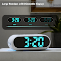 Miniatyrbillede 2 af 7: Høj Alarmur til Soveværelser med Dynamisk RGB Nattelys, Farverig LED Digital Alarmur med Snooze, Dobbelt Alarm, Dæmper, Natbord Digitalt Ur