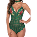 Miniatyrbilde 1 av 5: Teddy Lingerie for Women Deep V Teddie Bodysuit Lace One Piece Lingerie